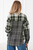 Black Plaid Print Textured Knit Buttoned Shacket