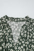 Green Boho Floral Print V Neck Tunic Sleeveless Dress