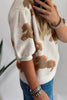 White Western Horse Printed Short Puff Sleeve Sweater