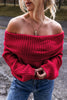 Racing Red Off-the-shoulder Knit Sweater