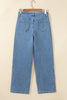 Dusk Blue Side Seam Rivet Detail Ankle Length Casual Jeans