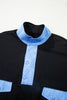Black Color Block Patchwork Half Button Pullover and Shorts 2pcs Outfit