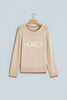 Parchment Corder HOWDY Letter Graphic Crew Neck Relaxed Sweater