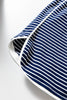 Blue Stripe Drop Shoulder Round Neck Long Sleeve Tee and Buttoned Shorts 2pcs Lounge Set