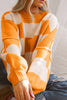 Fiery Red Checkered Bishop Sleeve Sweater