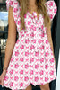 Multicolour Bow Lattice Floral Print V Neck Knot Decor Mini Dress