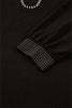 Black Contrast Stitched Detail V Neck Ruffle Long Sleeve Blouse