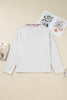 Gray Camo Leaves Patchwork Zipped Collar Pullover Plus Size Sweatshirt