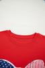 Fiery Red Sequin Trim Stars and Stripes Bow Patched T Shirt Mini Dress