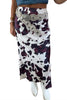 Brown Abstract Print Western Long Metal Zip-Up Waist Daily Wear Skirt