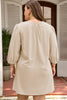 Parchment Notched Neck Scallop Detail Plus Size Mini Dress