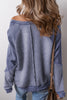 Light Grey Solid Waffle Knit Patchwork Raglan Sleeve Sweatshirt