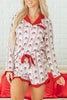 White Santa & Stripes Ruffle PJ Set