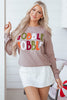 Dark Khaki GOBBLE Letter Graphic Thanksgiving Shift Sweatshirt