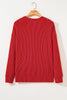 Fiery Red Twist Ribbed MERRY Letter Graphic Plus Size Pullover