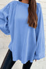 Orchid Petal Solid Color Raw Seam Patchwork Baggy Sweatshirt