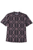 Brown Aztec Print Mock Neck Short Sleeve Mesh T Shirt