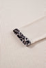 Parchment Ribbed Contrast Leopard Edge Round Neck Plus Knit Top