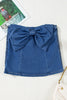 Sail Blue Vintage Bow Front Smocked Back Denim Tube Top