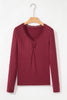 Smoke Gray Lace-trimmed Sweetheart Neckline Ruched Detail Long Sleeve T-shirt