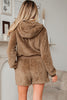 Parchment Zip Up Hoodie Drawstring Shorts Sherpa 2pcs Outfit
