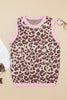 Brown Leopard Pattern Contrast Ribbed Trim Sweater Vest