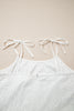 White Tie Spaghetti Straps Floral Lace Overlay Long Dress
