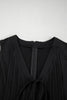 Black white Tie V Neck Pintuck Sleeveless Loose Romper