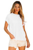 White Textured Knit Exposed Stitching T-shirt