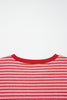 Sky Blue Stripe Crew Neck Tee Drawstring Waist Cropped Pants Set