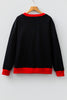 Black GAME DAY Letter Graphic Varsity Striped Detail Baggy Sweatshirt