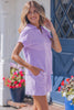 Khaki Stripe Dolman Sleeve Polo Shirt and Drawstring Shorts Set