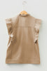 Pale Khaki Ruffled Patchwork Denim Jacket Vest