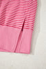 Rose Stripe Thumbhole Side Slits Drop Shoulder Loose Fit Hoodie