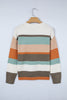 White Striped Color Block Knit Drop Shoulder Sweater