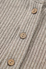 Simply Taupe Plus Size Ribbed Knit Kangaroo Pocket Henley Long Sleeve Top