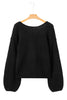 Fiery Red Festive Bow Backless Bubble Sleeve Sweater