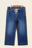 Black Acid Wash Contrast Lace-up Plus Size Jeans