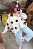 Red Polka Dot Button Front Oversized V Neck Cardigan