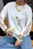White Sheer Lace Splicing Long Sleeve Shift Top
