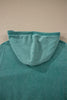 Black Half Zip Kangaroo Pocket Mineral Wash Baggy Hoodie