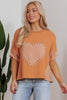 Desert Gold Stud Heart Patch Textured Front Dolman Top