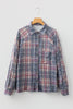 Multicolour Plaid Textured Chest Pocket Vintage Shirt