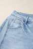 Sail Blue Raw Hem Turnup Loose Ankle-length Jeans