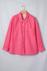 Red Stripe Button-Up Shirt Long Sleeve Patch Pocket Casual Shirt
