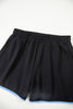 Black Color Block Patchwork Half Button Pullover and Shorts 2pcs Outfit