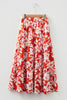 Red High Split Floral Western Cowgirl Maxi Skirt