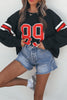 Black Varsity Spirit Striped 89 Graphic Casual Sweatshirt