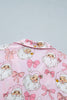 Pink Abstract Santa Print Long Sleeve Full-Length 2Pcs Lounge Set