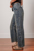 Sail Blue Exposed Stitching Loose Straight High Waist Jeans